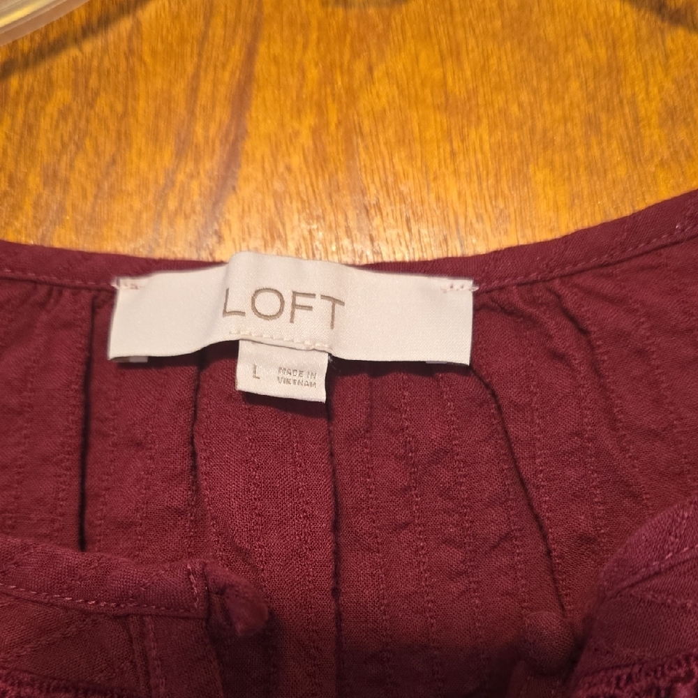 LOFT Deep Burgundy Blouse - Picture 2 of 4